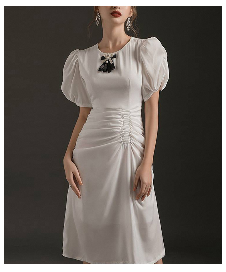 很仙的法国小众连衣裙春装2019新款女法式复古泡泡袖a字裙子