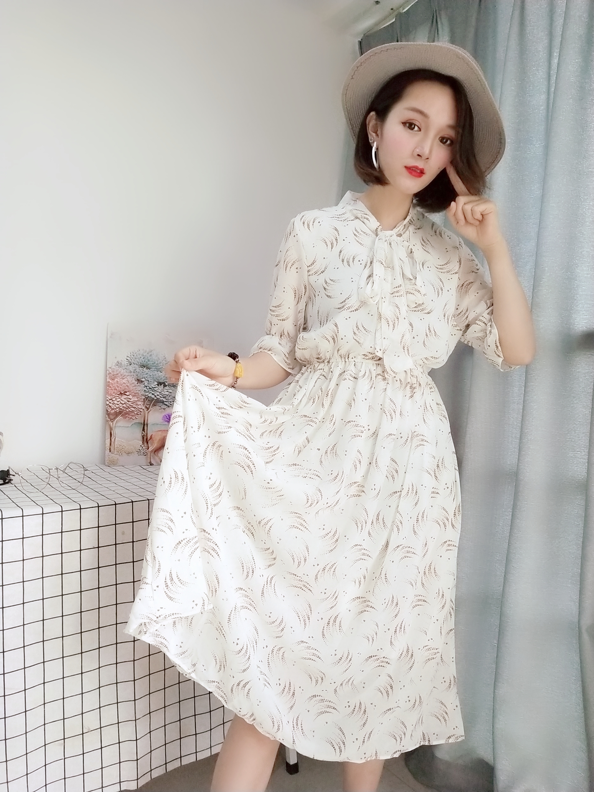 很仙的流星碎花连衣裙女春夏雪纺长裙2019新款韩版宽松裙子