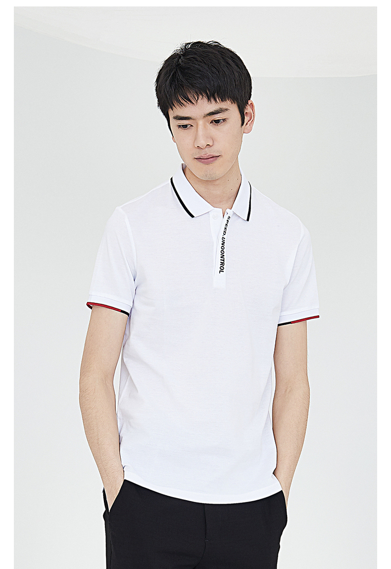2019男装 夏季白色短袖polo衫翻领t恤男纯棉