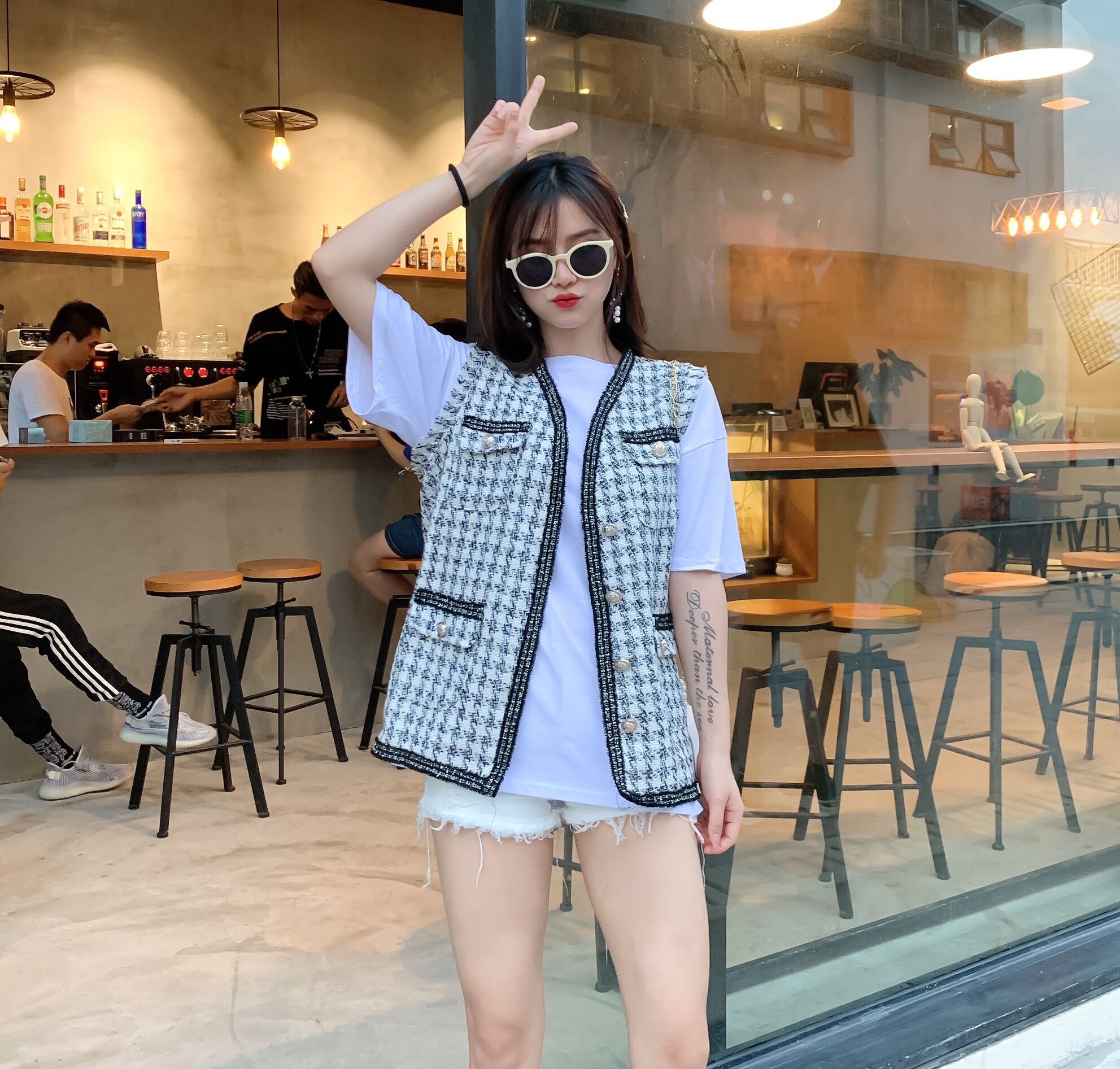 小香风马甲女夏天外穿韩版2019新款粗花呢外套宽松坎肩马夹背心潮