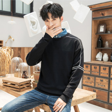 批发秋冬季新款纯色圆领长袖打底百搭毛衣男生<b class='q'>针织衫</b>休闲时尚潮流