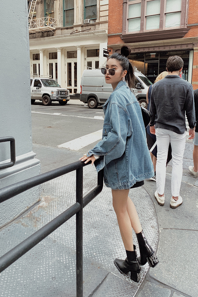 aiyaliuoversize牛仔外套女宽松bf风复古港味百搭上衣初秋新款