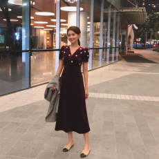 批发宴会晚礼<b class='q'>服</b>聚会复古丝绒<b class='q'>敬酒</b><b class='q'>服</b>新娘春秋结婚回门长款礼<b class='q'>服</b>裙女