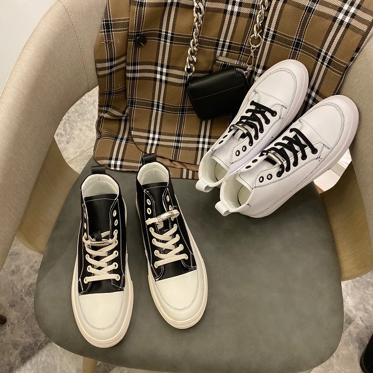 2019秋冬季新款爆款牛皮高帮休闲鞋超级软舒服百搭时尚