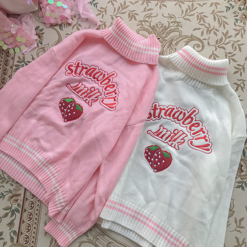 Cute Strawberry Loose Sweater Kawaii Clothing