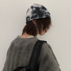 批发黑白扎染针织帽复古<b class='q'>街头</b>潮人短款毛线帽男女百搭秋冬实拍实价控23