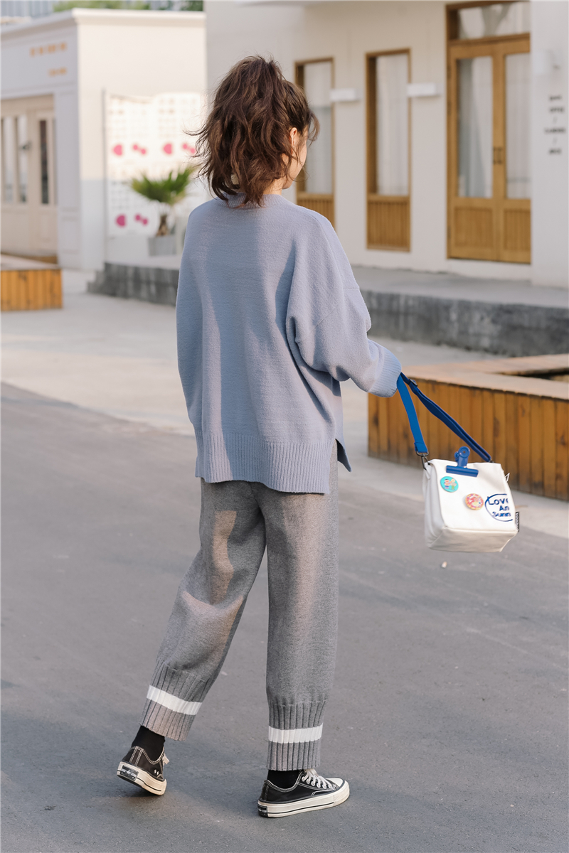 模特实拍 2020秋冬新款 奶奶裤针织哈伦裤