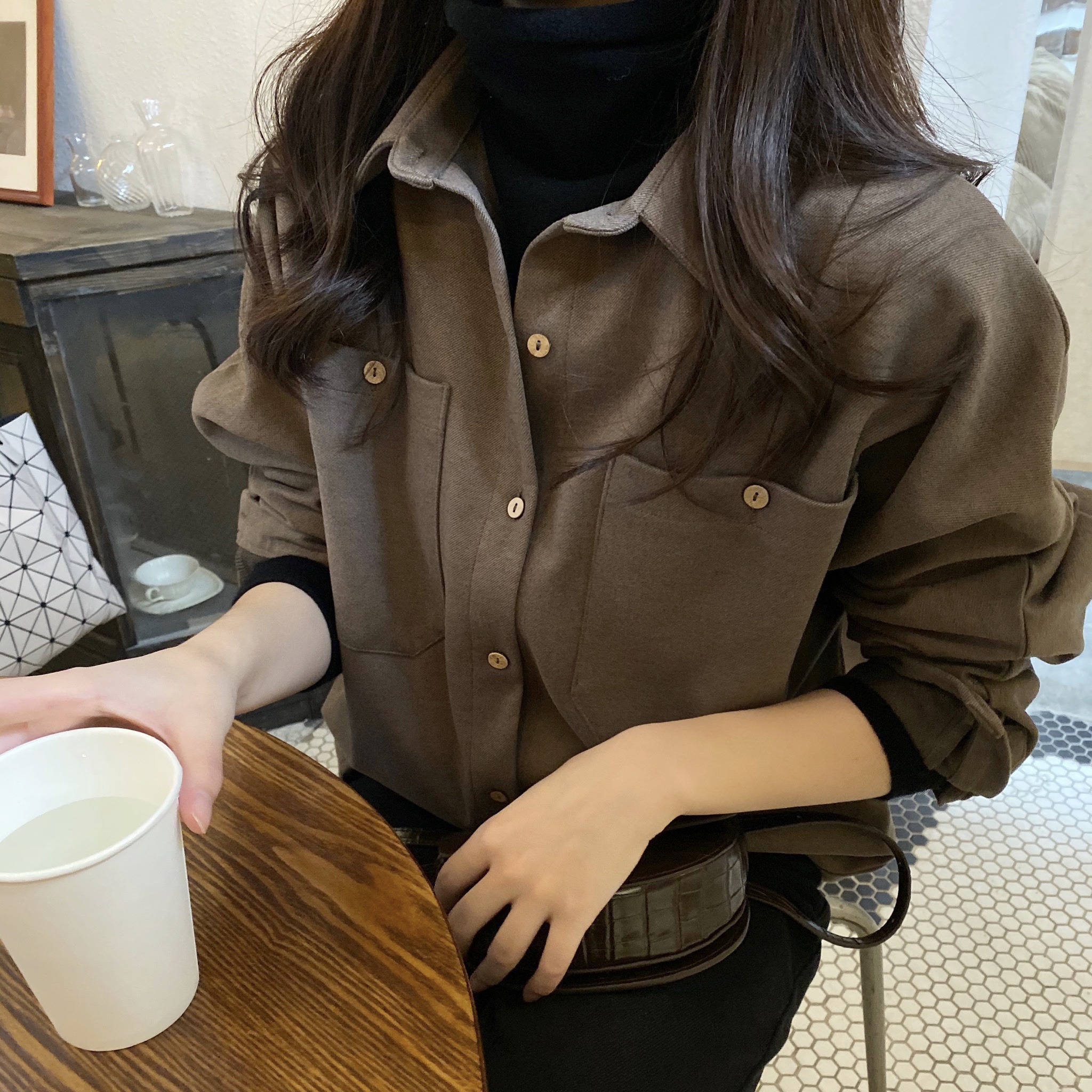 有厚度的雅痞衬衫女长袖秋冬百搭宽松上衣