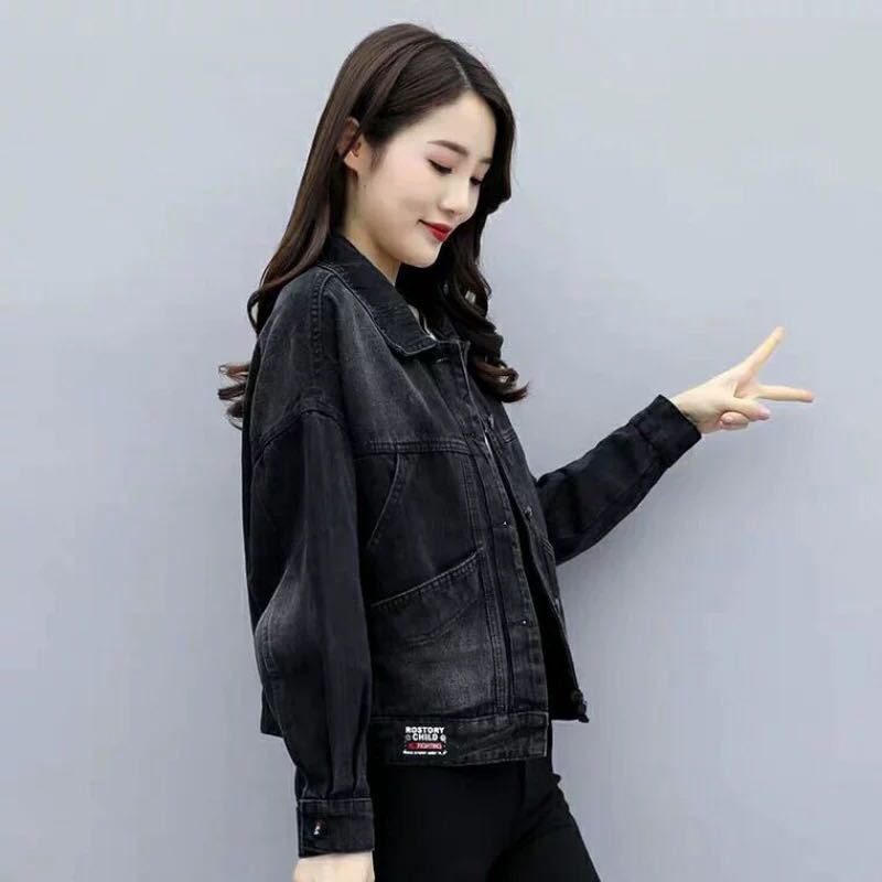 黑色牛仔外套女短款2019新款秋冬季新款春秋宽松夹克韩版显瘦潮