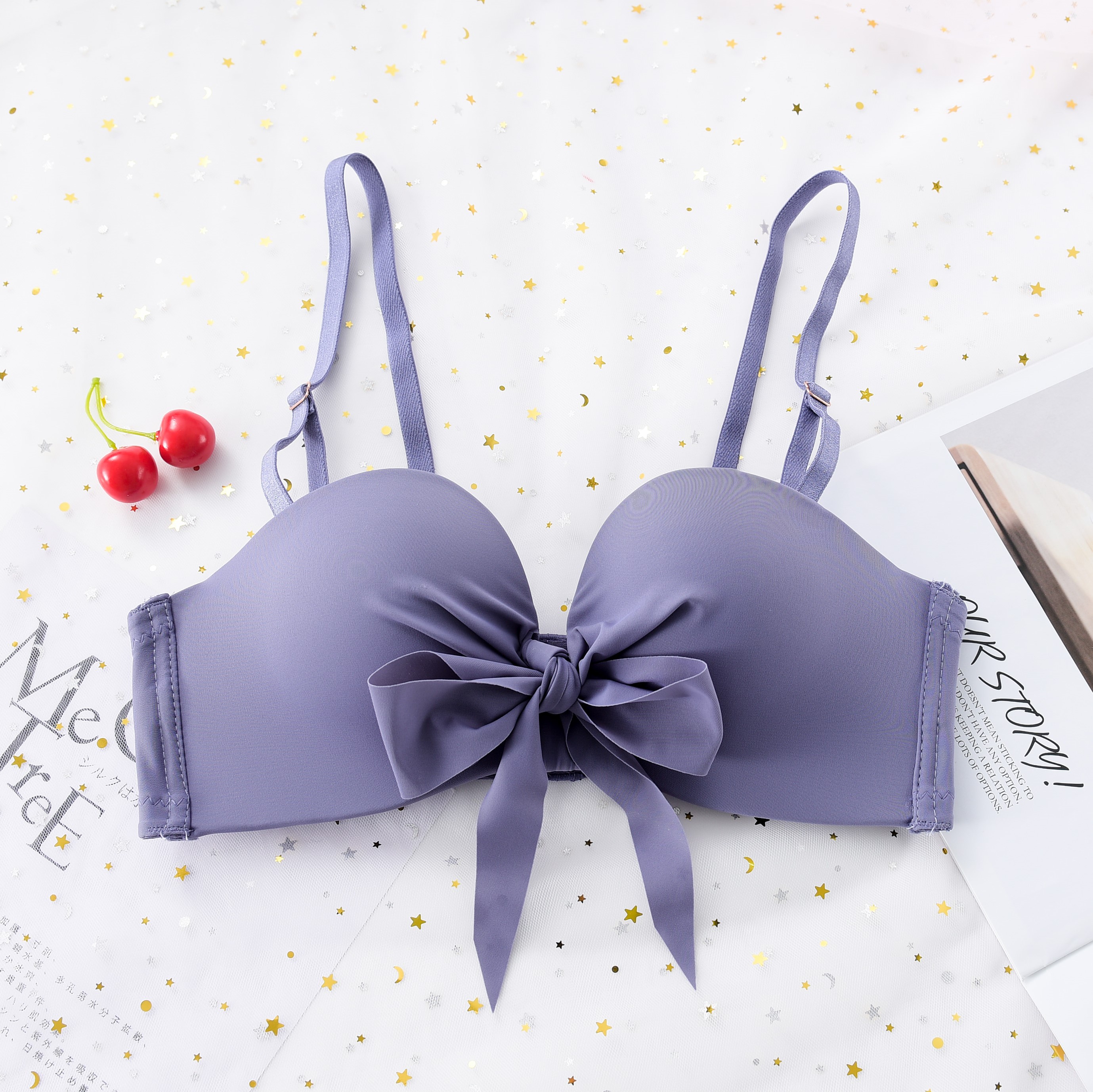 小胸调整型少女内衣聚拢性感蝴蝶结绑带无钢圈文胸罩