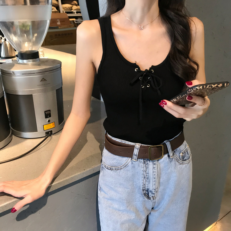 清粉黄蓝吊带外穿小清新港风学生可爱港味chic复古泫雅背心女