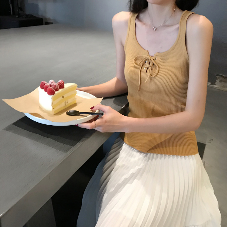 清粉黄蓝吊带外穿小清新港风学生可爱港味chic复古泫雅背心女