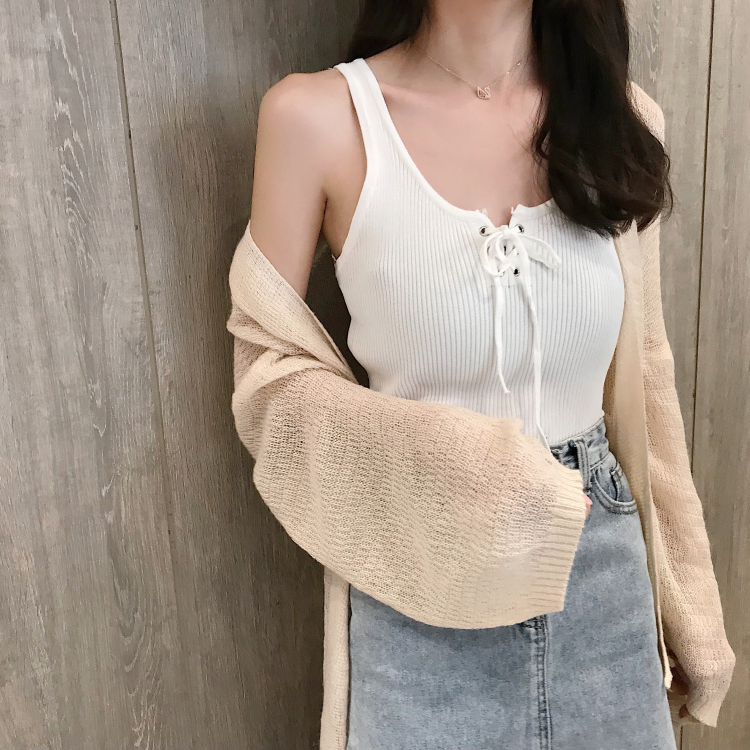 清粉黄蓝吊带外穿小清新港风学生可爱港味chic复古泫雅背心女