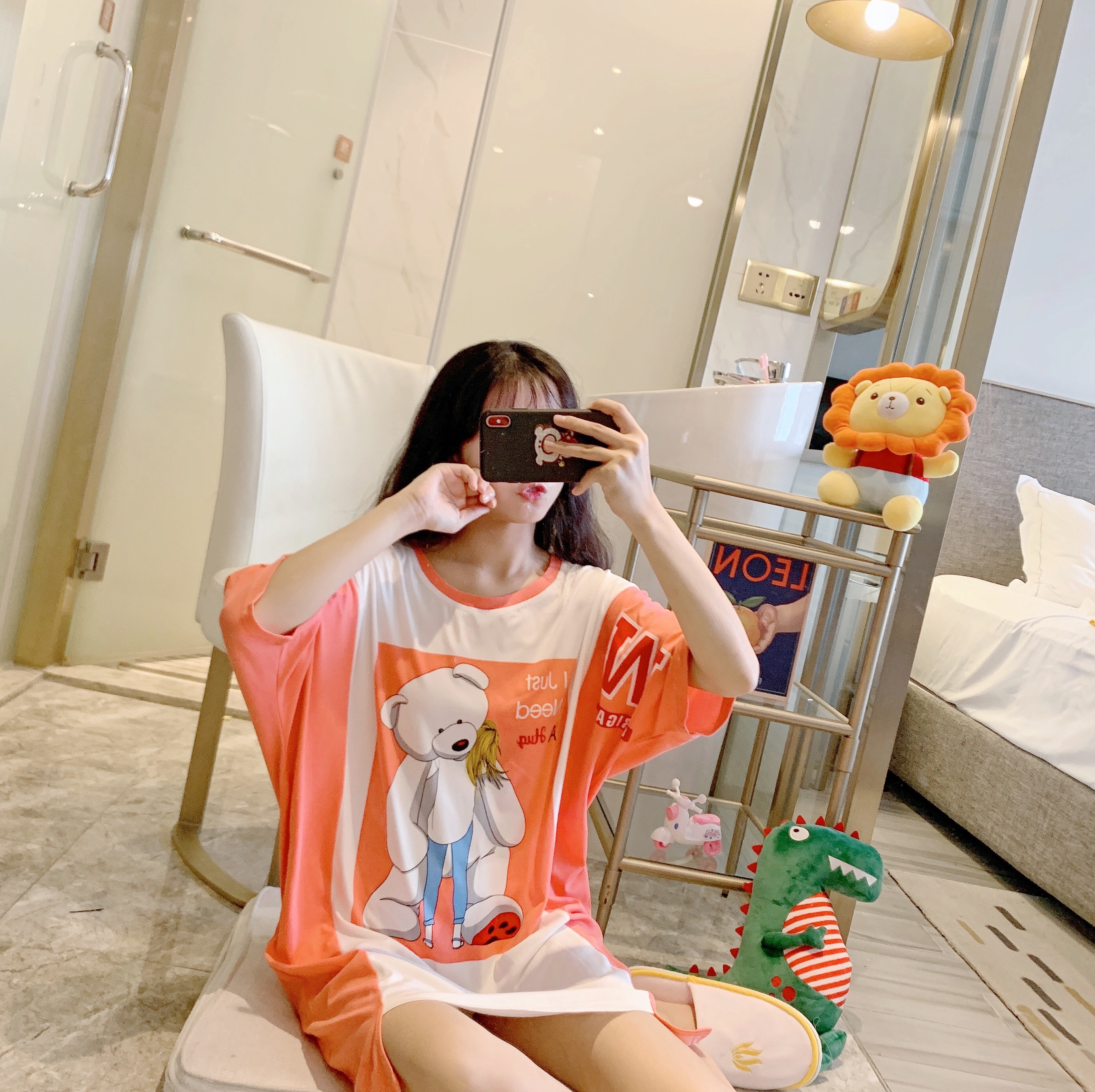 蒂雅 夏季短袖睡裙女微商抖音网红同款裙子卡通睡衣裙子打包批货