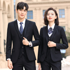 批发同款男女黑色商务修身西装两件套职业正装西服外套西裤工装工作服