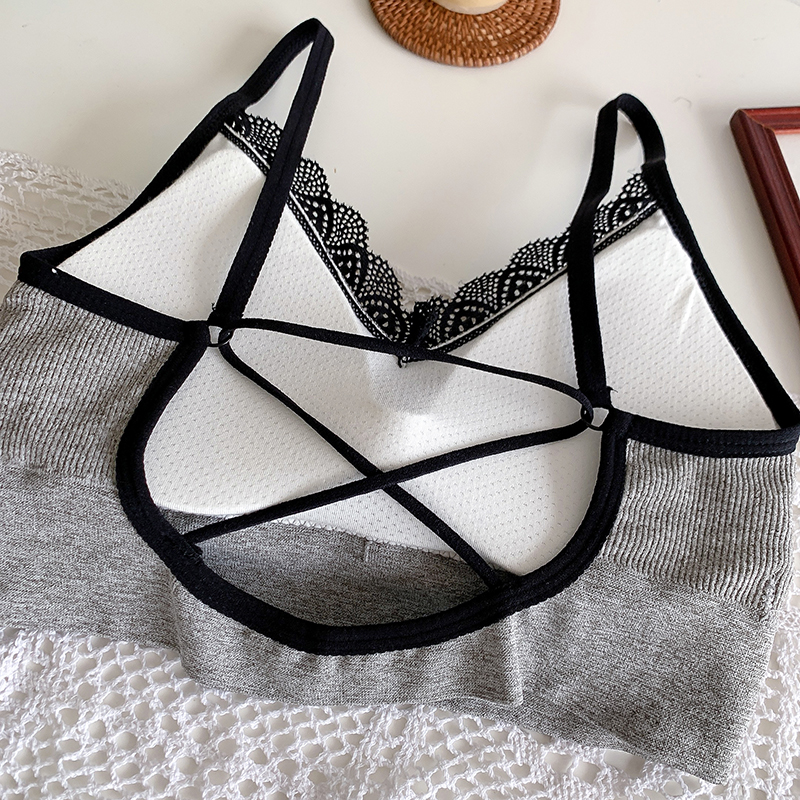 实拍韩风交叉美背运动吊带外穿露背小背心内搭带胸垫抹胸内衣