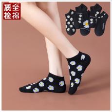 批发全棉小雏菊袜子 短筒 GD权志龙船<b class='q'>袜</b> 夏季薄款<b class='q'>女</b>潮流网红菊花棉<b class='q'>袜</b>
