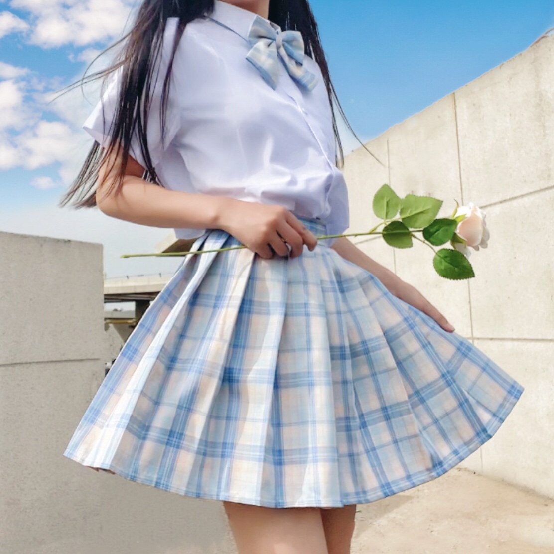 实拍现货 断桥残雪日系学院风百折裙jk制服学生百褶半身裙定位线