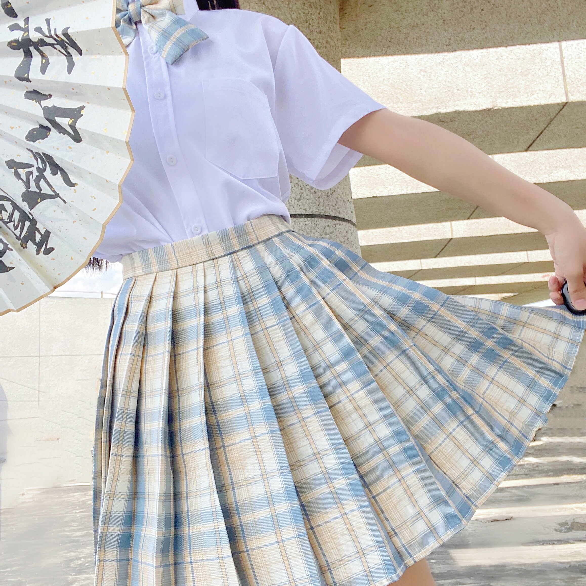 实拍现货 柠檬海盐jk制服裙学院风日系短裙高腰百褶裙格子裙女