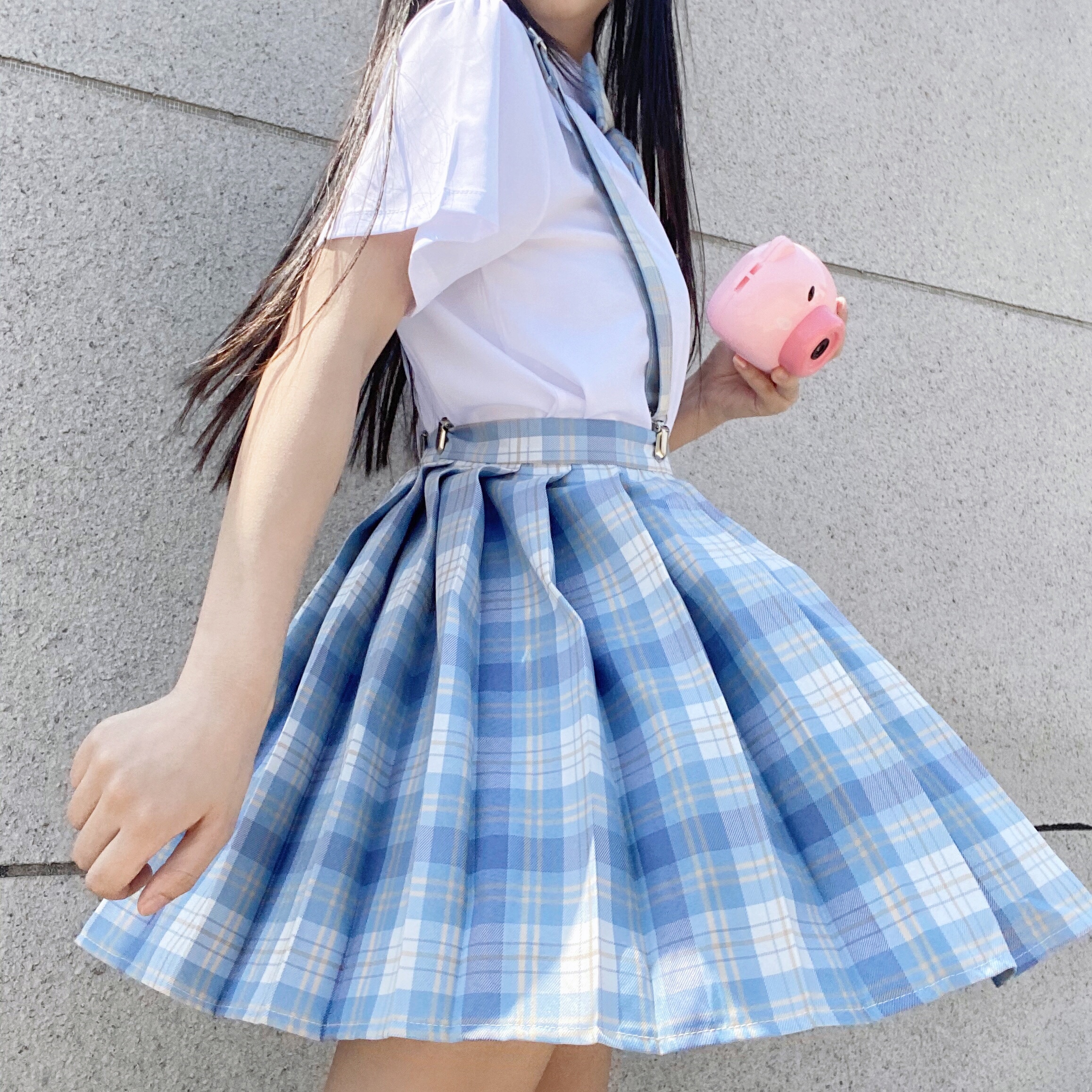 实拍现货 冰淇淋中牌制服馆jk制服裙高腰日系格子裙百褶裙半身裙