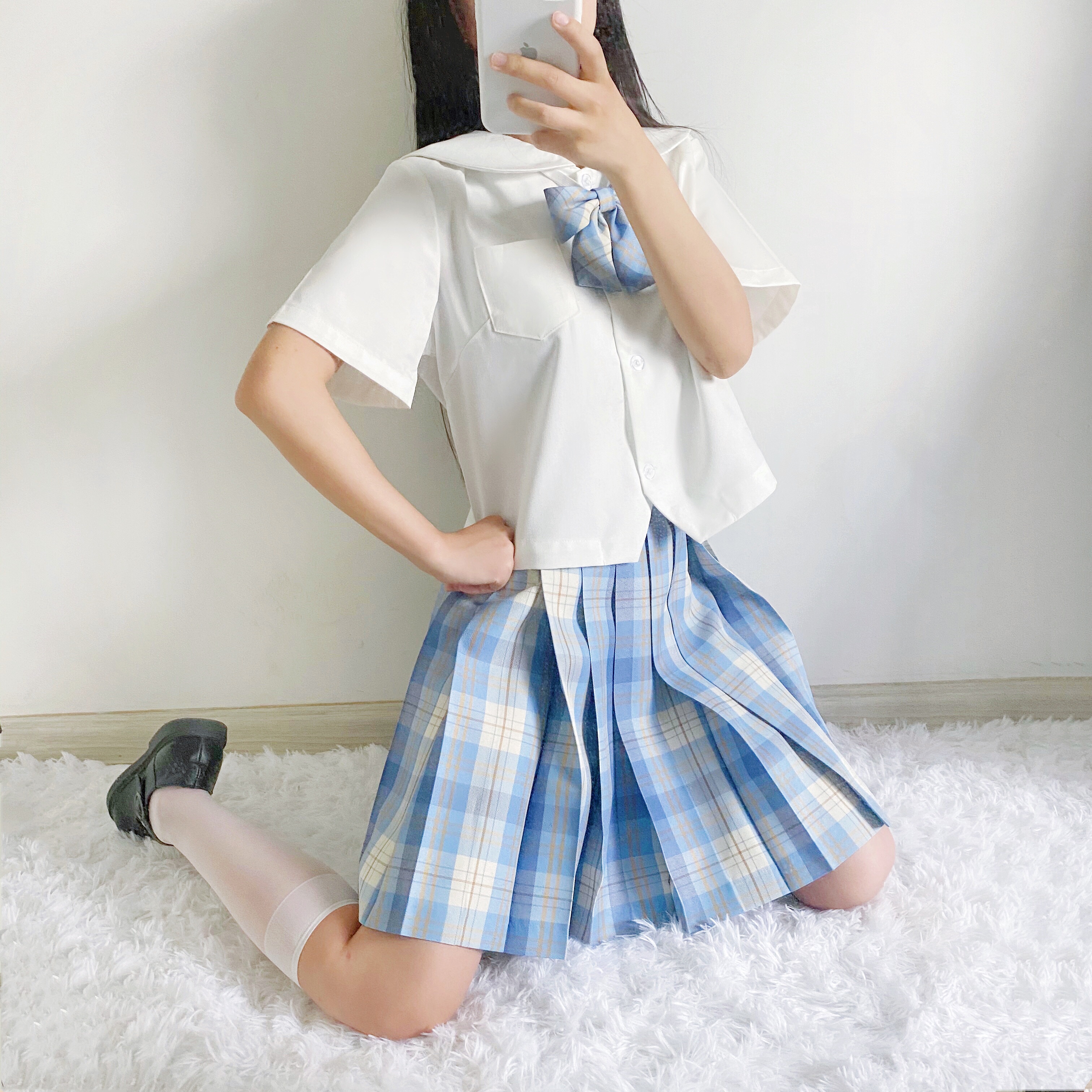 现货冰淇淋jk制服裙学院风日系高腰兔姬舍衬衣