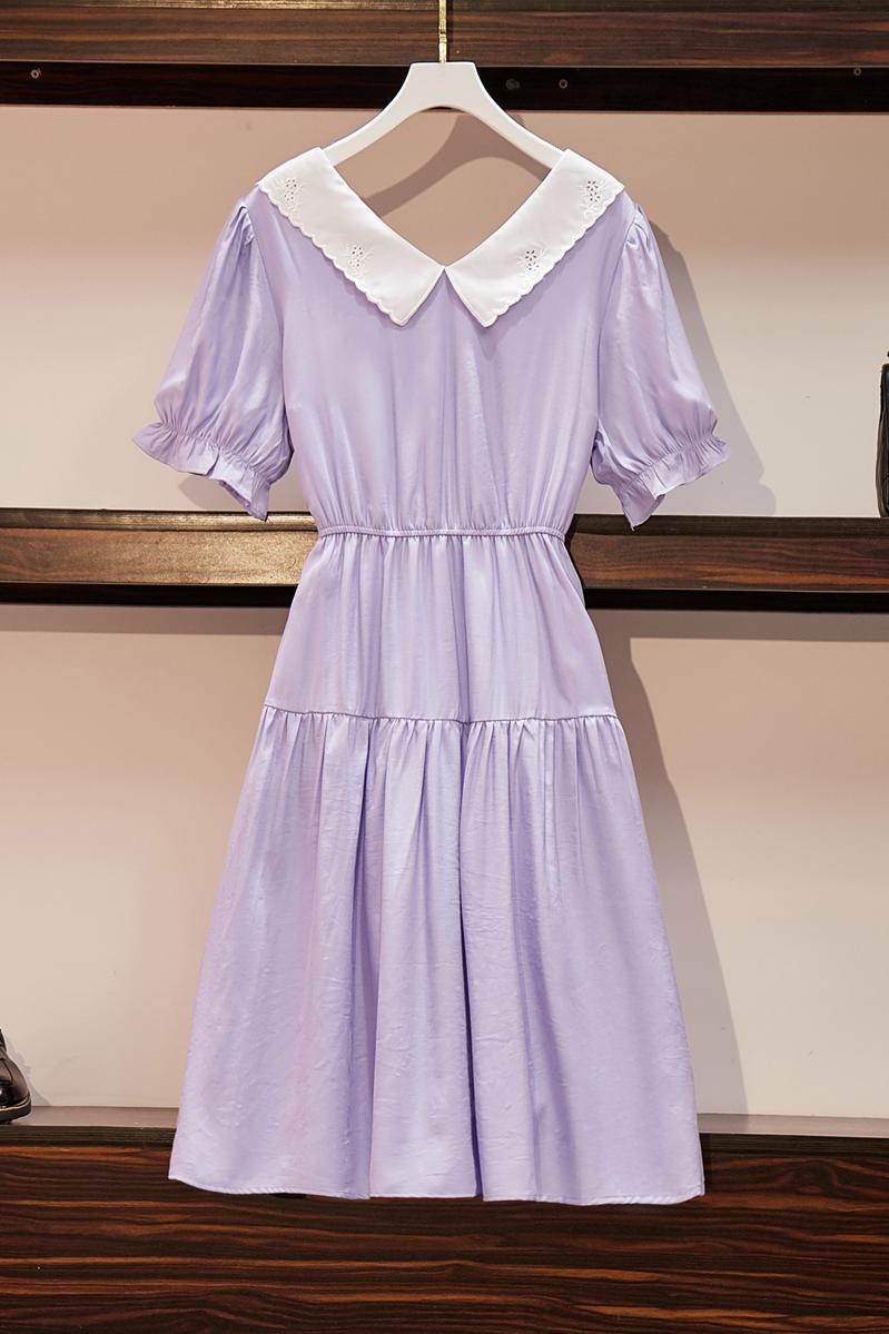 胖mm大码连衣裙2020新款夏季森系收腰蓬蓬裙遮肉减龄裙子女