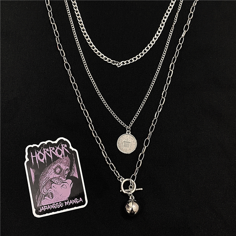 特价不减 原宿复古土酷hiphop网红ins嘻哈吊坠街头钛钢项链男女款