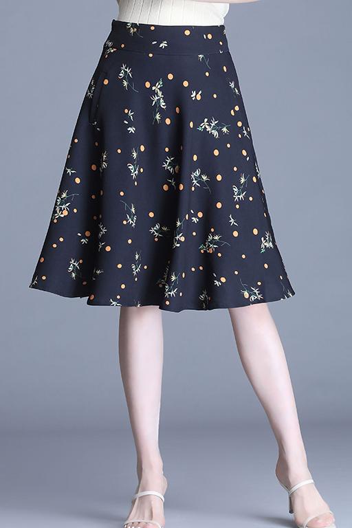 实拍 碎花半身裙女夏2020新款高腰a字中裙显瘦百褶裙中长款小摆裙