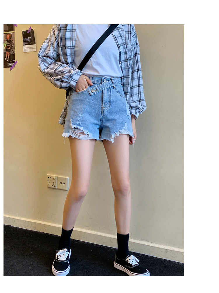 实拍大码高腰牛仔短裤女胖mm夏季新款韩版显瘦宽松阔腿学生热裤潮