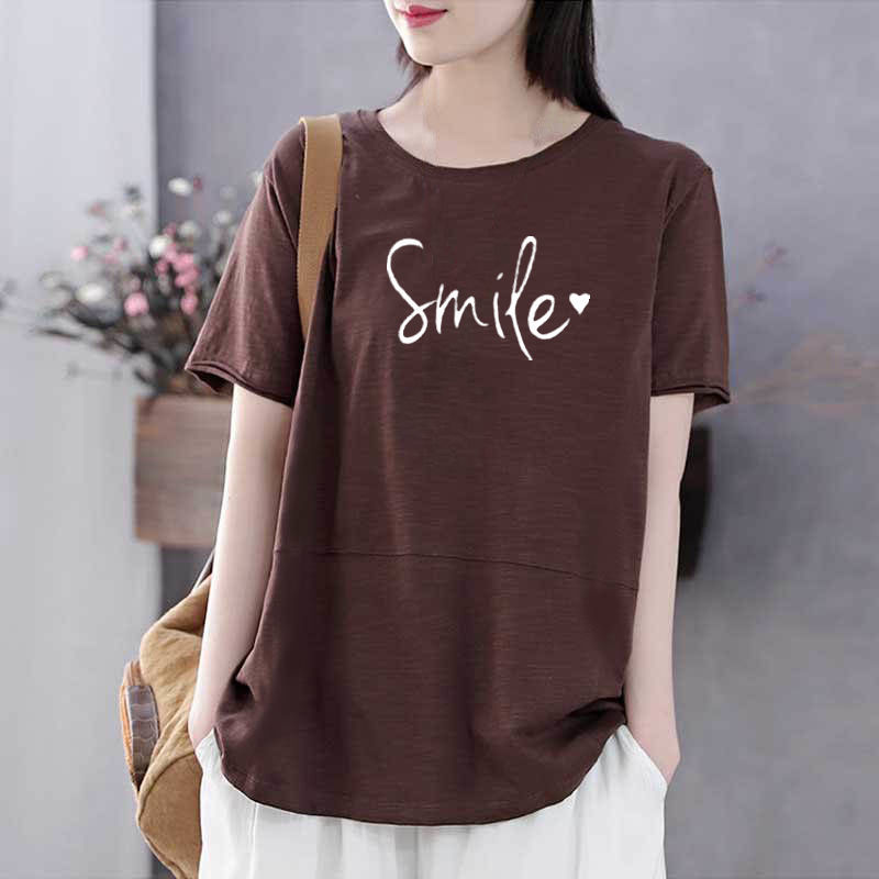 纯棉大码女装文艺短袖t恤女韩版夏季新款宽松显瘦全棉女士上衣