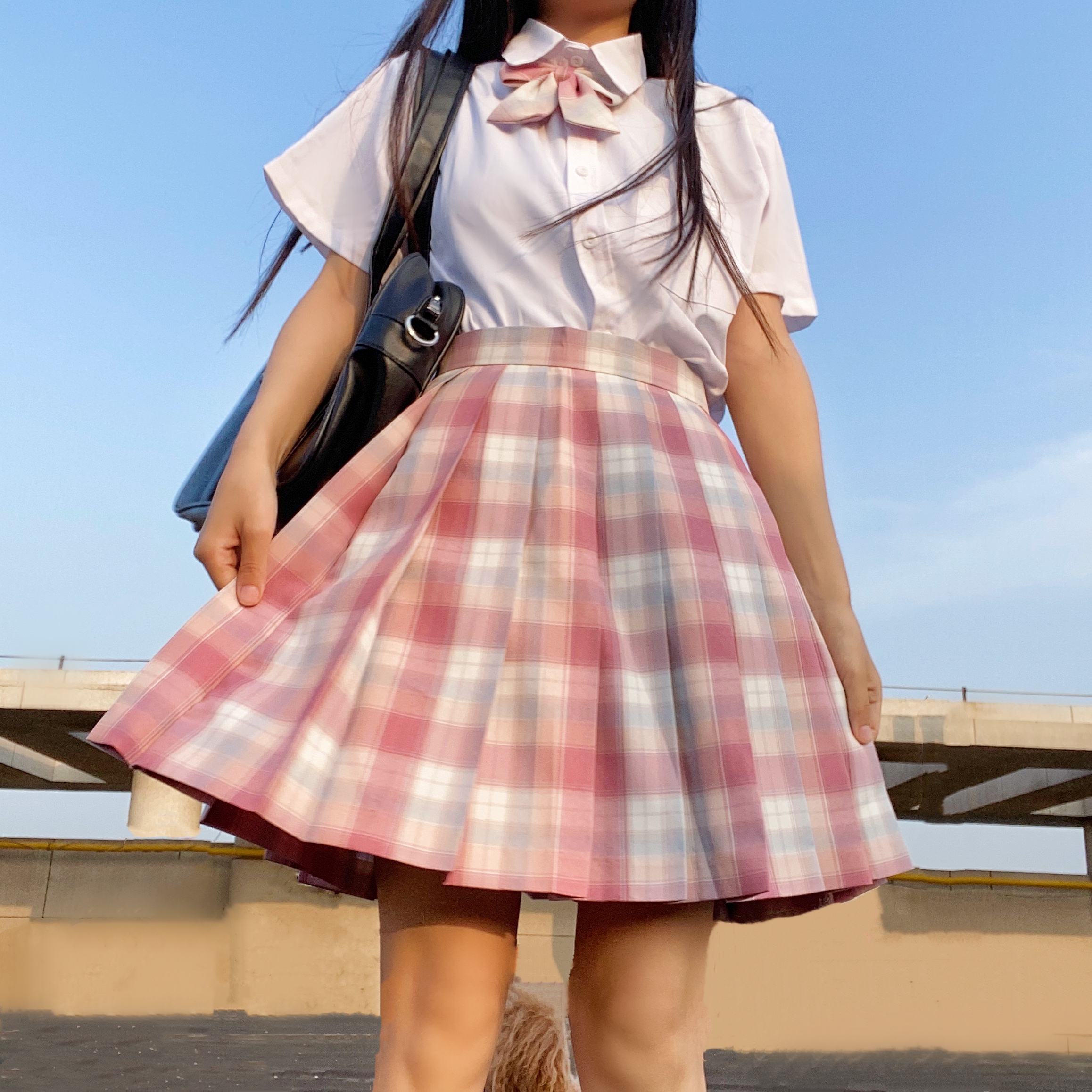 实拍现货 小椿 jk制服裙学院风格子裙日系高腰百褶裙兔姬舍