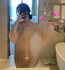 夏诗文谢梦性感露肩宽松慵懒抖音网红小姐姐毛衣针织衫上衣