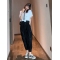 套装2020年新款少女感穿搭jk制服领带T恤配高腰束脚工装裤两件套轮播图3