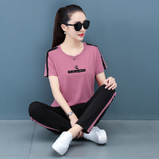 批发拼多多爆款长裤短袖韩版运动套装女休闲两件套妈妈装2020<b class='q'>夏</b>