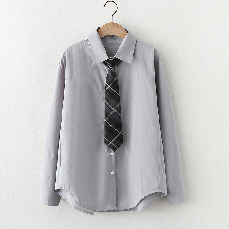 实拍jk制服领带白衬衫女学生学院风日系宽松韩版百搭