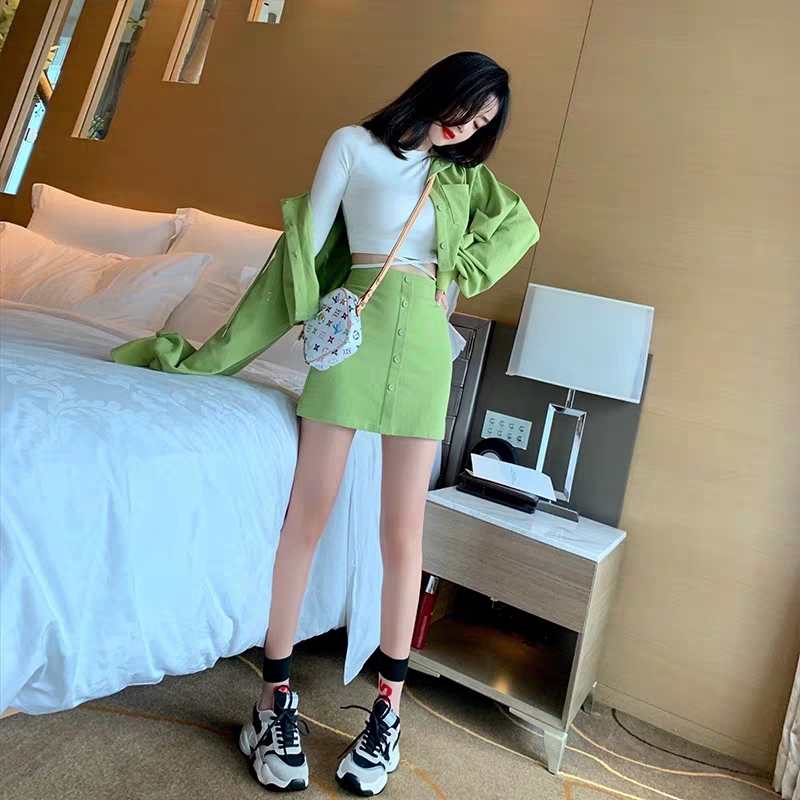 套装女秋季2019短款连帽长袖卫衣配短裙两件套包臀半身裙潮