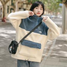 实拍2021秋冬新款羊羔毛卫衣女