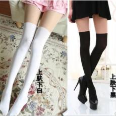 批发春秋款上肤下黑白过膝假大腿中筒<b class='q'>丝袜</b>连裤袜<b class='q'>拼接</b>高筒学院女打底袜