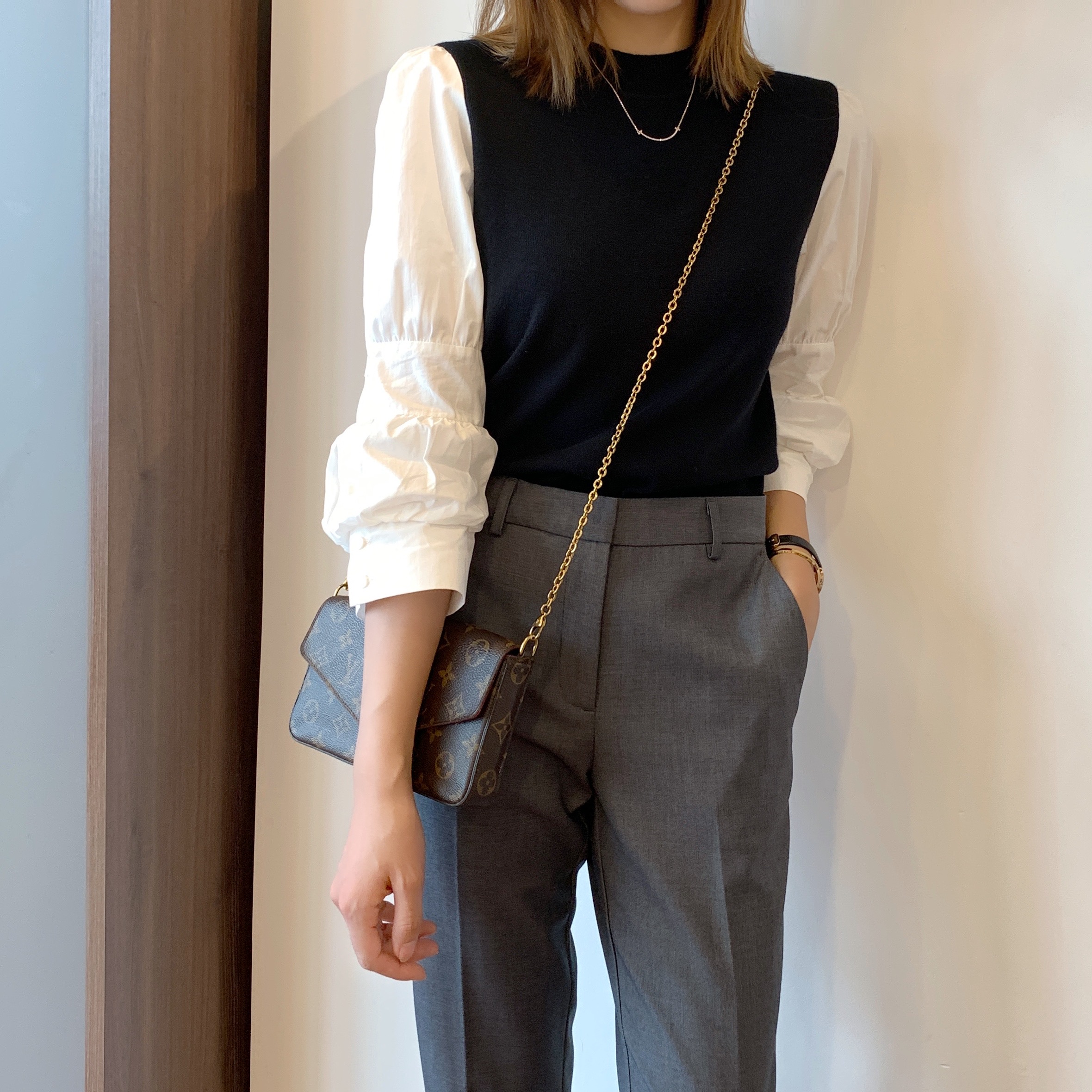 大叮自制复古衬衫长袖针织短款上衣女设计感薄款宽松2020早秋新款