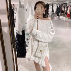 2020新款麻花毛衣女慵懒风外穿宽松中长款流苏粗毛线针织上衣加厚