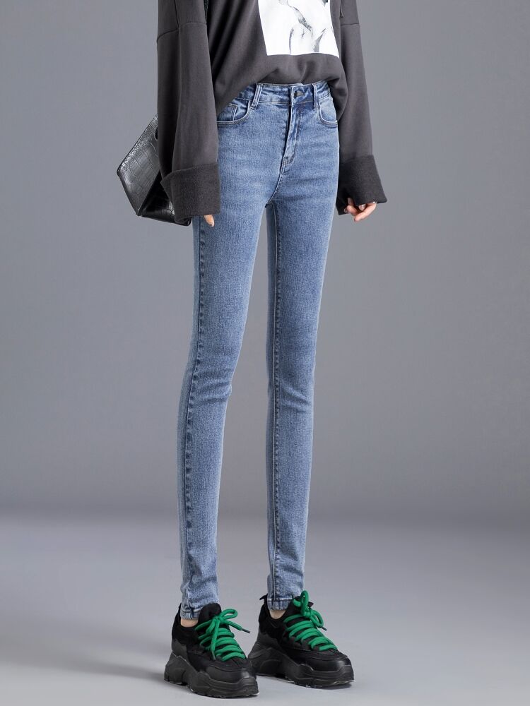 高腰牛仔裤女修身显瘦2020年秋季新款弹力九分裤紧身女士小脚裤子