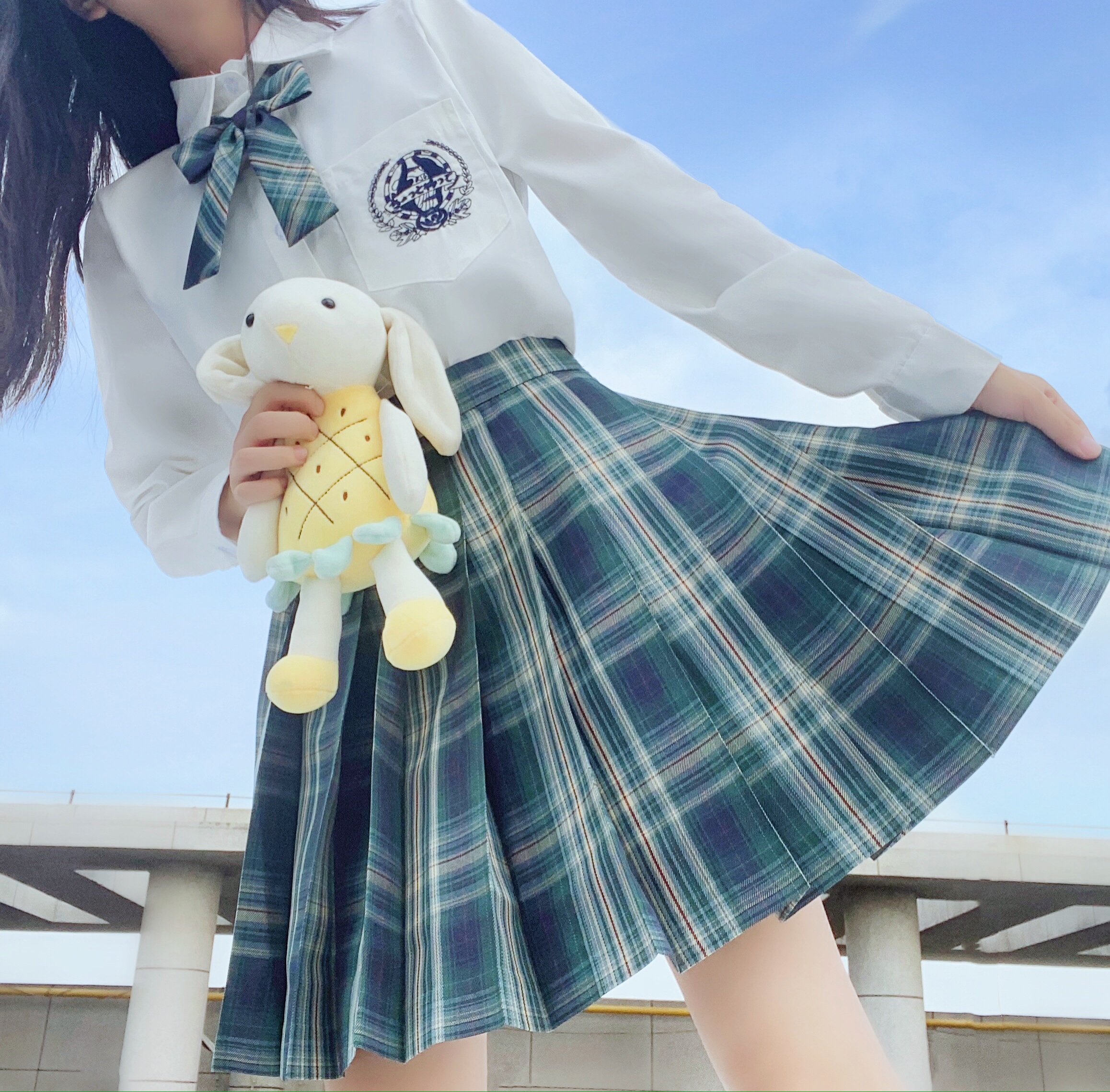 实拍现货 秋季森林来信长袖 jk制服裙学院风格子裙日系高腰百褶裙