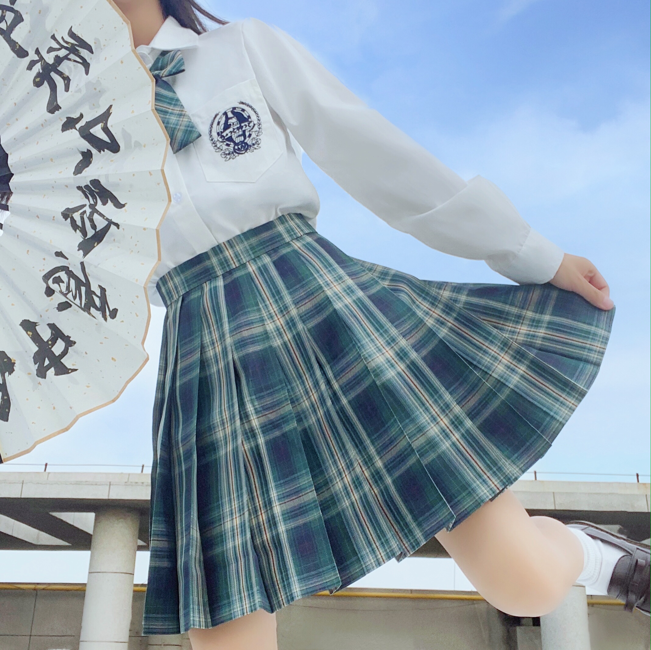 实拍现货 秋季森林来信长袖 jk制服裙学院风格子裙日系高腰百褶裙