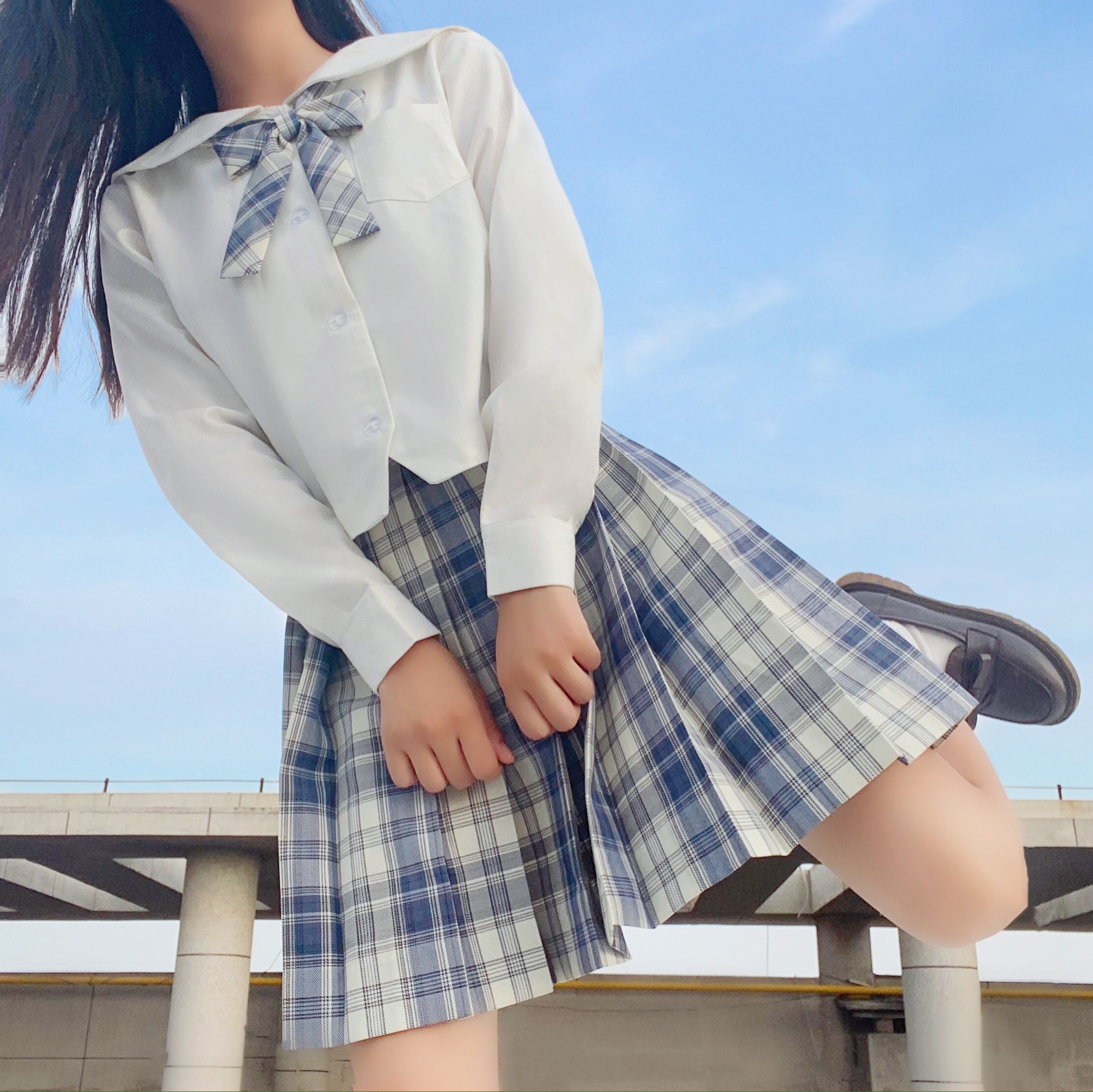 秋季新款关东襟长袖温柔一刀jk制服裙jk格裙女兔姬舍