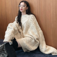 批发现 复古麻花超大件加厚针织衫