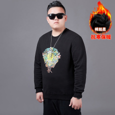 批发加绒加厚秋<b class='q'>冬</b>保暖卫衣大码男装宽松休闲上衣加肥加大圆领套头韩衫