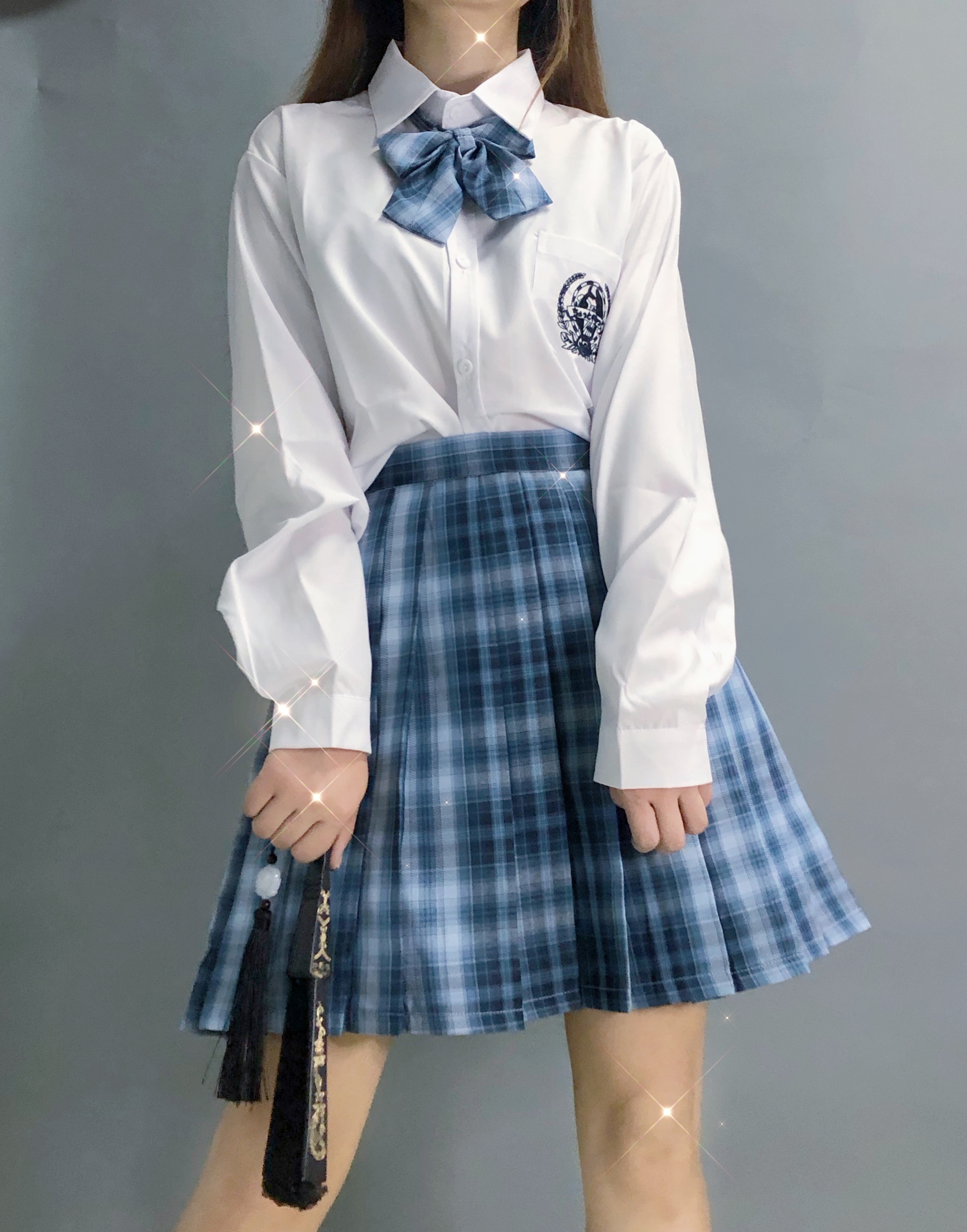 实拍御茶家秋季长袖刺绣jk制服裙正版百褶裙格裙