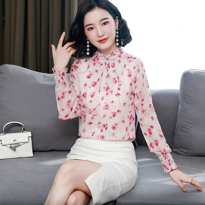 碎花雪纺衬衫长袖秋装2020年新款女早秋气质上衣内搭打底小衫洋气