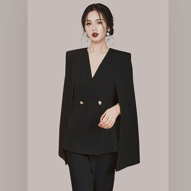 晚礼服女气场女王春秋名媛斗篷小西装外套气质高冷御姐风宴会套装