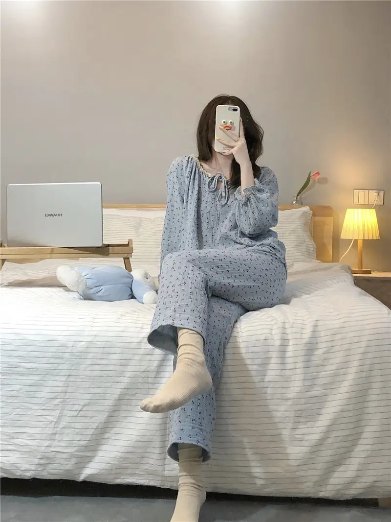 플라워 패턴 캐주얼 홈웨어 세트 상세 이미지 5